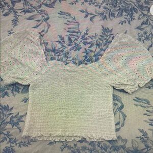 White Eyelet Puff Sleeve Top